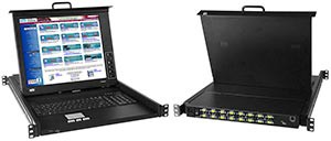 KVM drawer w/ 4-port high density VGA USB KVM switch, 17" (432 mm) LCD, CAC reader compatible