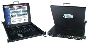 KVM drawer w/ 8-port legacy VGA SUN PC KVM switch, 17" (432 mm) monitor, num-pad, touchpad mse