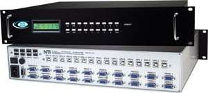 VGA USB KVM matrix switch, 4 user & 16 computer, OSD/RS232 control, rackmounted