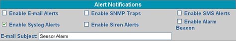 Click 'Enable Syslog Alerts' to send syslog alerts for that sensor